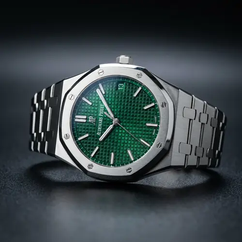 Luxury Green Watch - Elegant Timepiece Photography