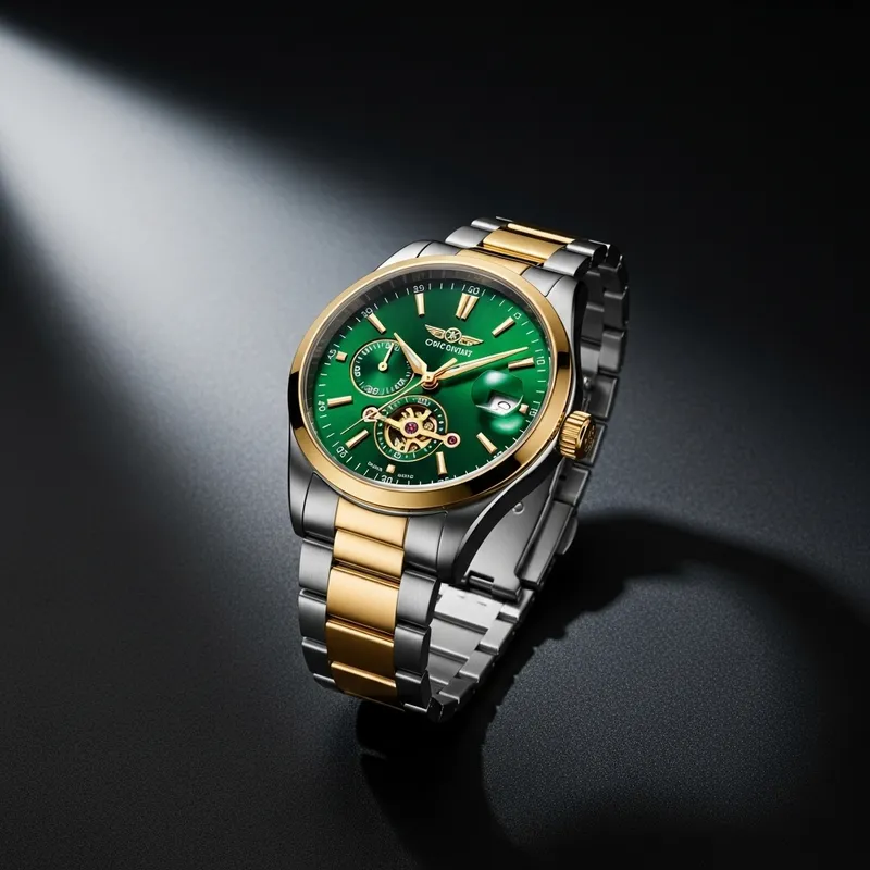 Luxury Green Watch - Elegant Timepiece Photography