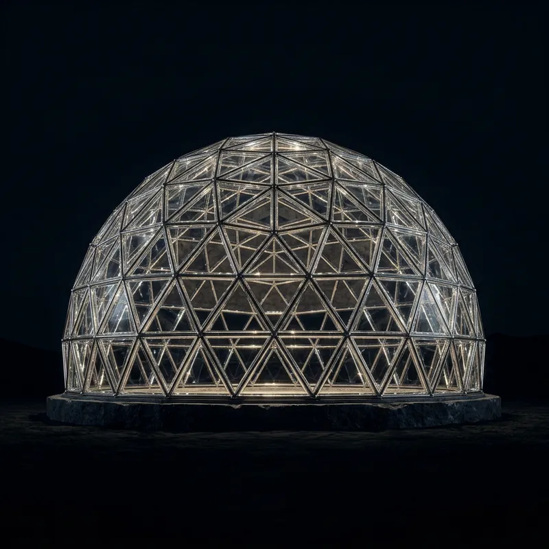 Glass Dome Shining Under Dark Sky