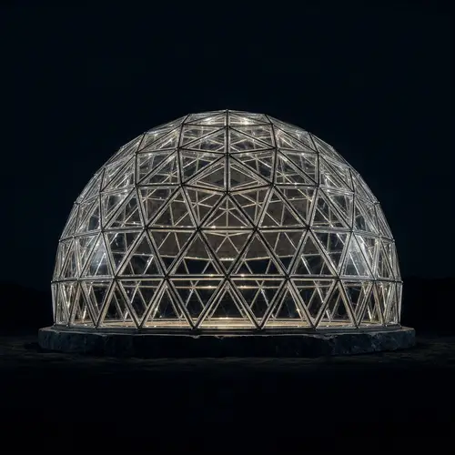 Masterfully Crafted Glass Dome Shining in Dark