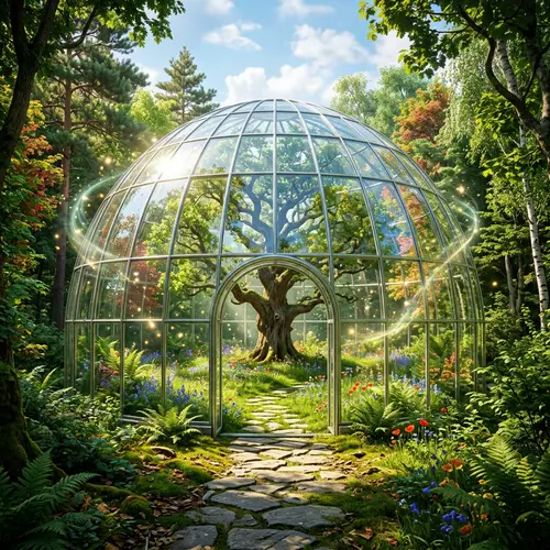 Enchanted Glass Dome in Lush Forest | Serene Nature Scene