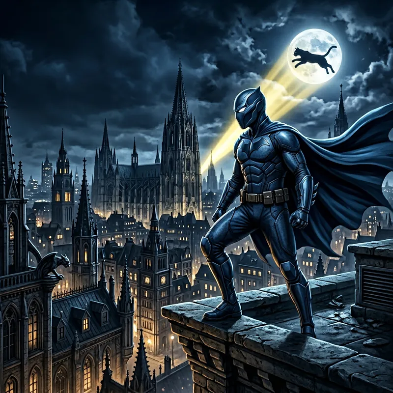 Gothic Style City with Original Hero - Night Scene Video Gothic Style City with Original Hero - Night Scene Video