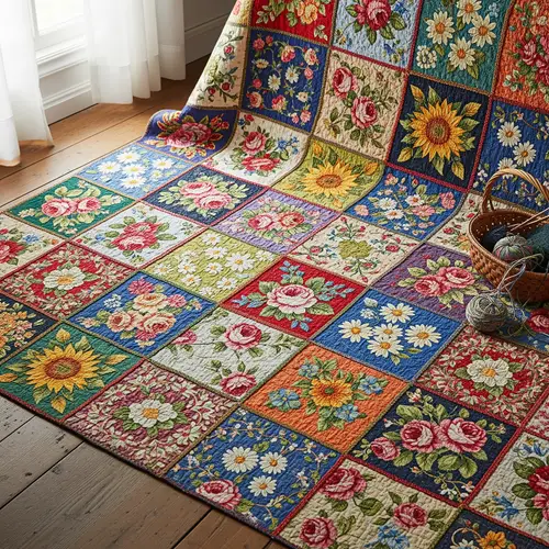 Floral Patchwork Blanket - Cozy & Stylish