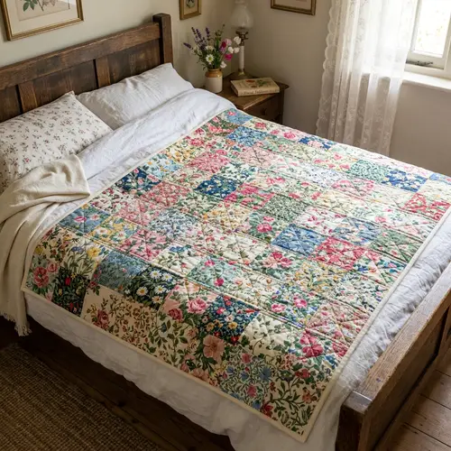 Floral Patchwork Blanket - Cozy & Stylish