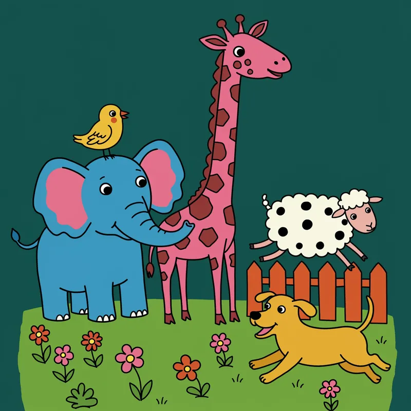 Naif Style Animal Drawings