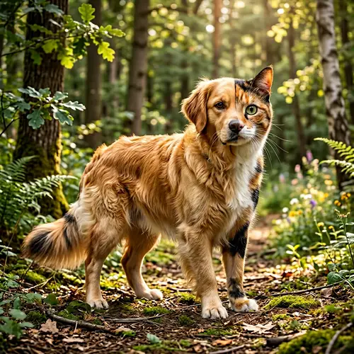 Mythical Creature: Calico Cat & Golden Retriever Hybrid