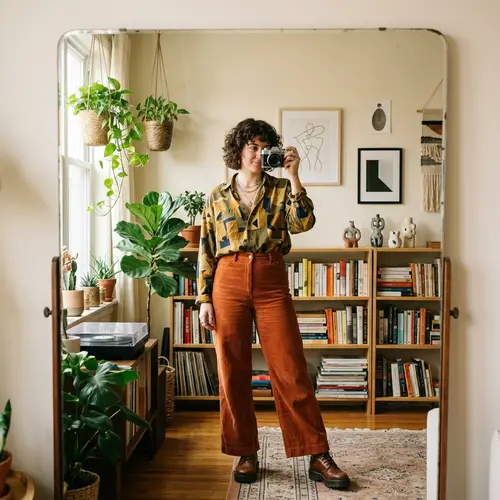 Confident Self-Portrait in Stylish Interior | Unique Self-Expression