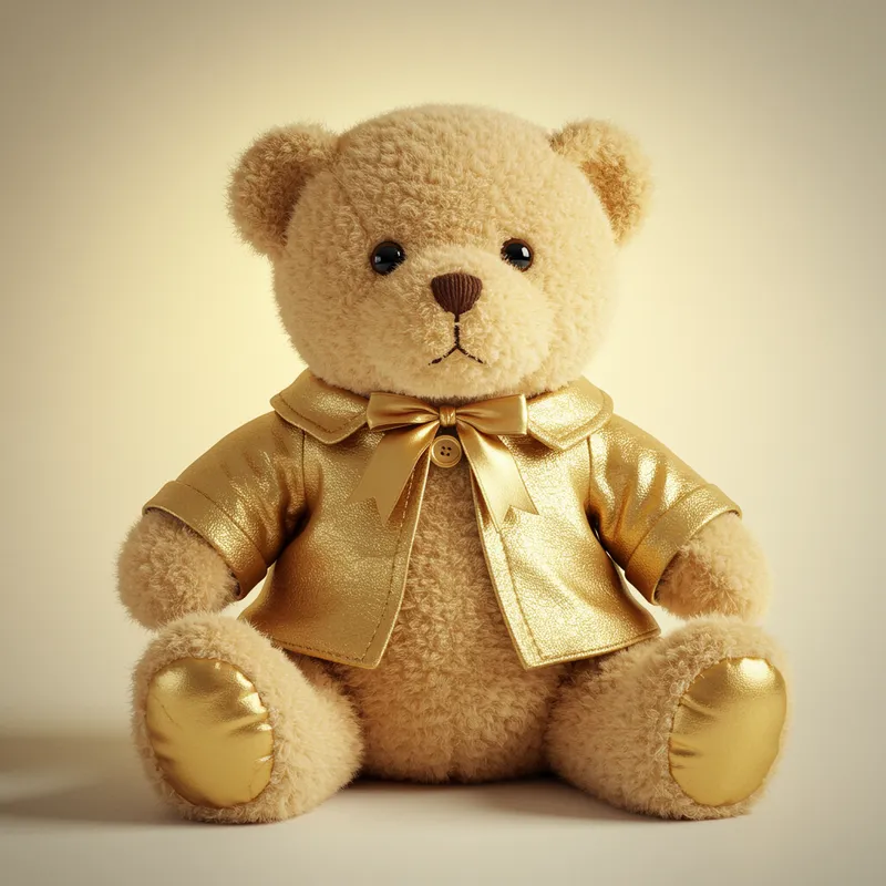 Cute Bear Doll with Gold Accessories