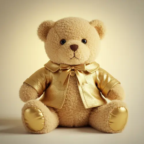 Cute Bear Doll with Gold Accessories