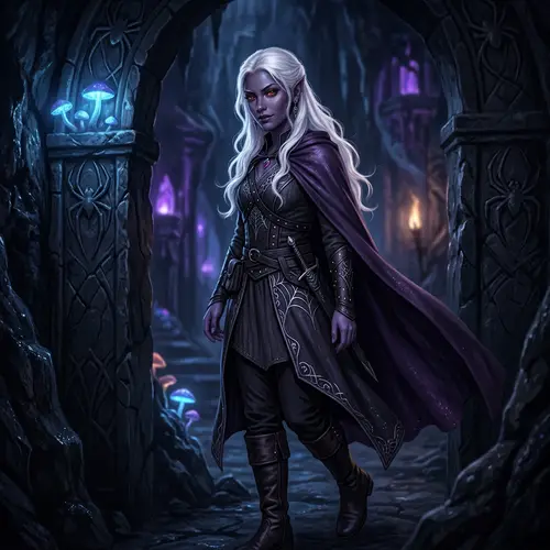 Enigmatic Young Drow Woman | Dark Fantasy Seduction