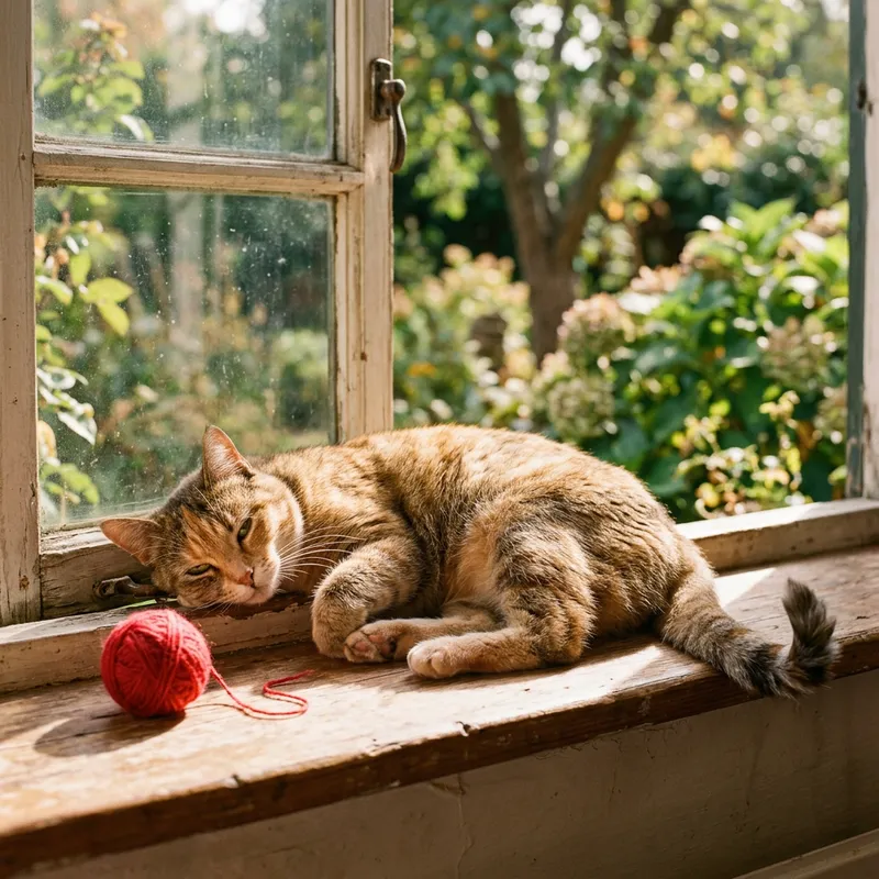 Beautiful Cat Basking in Sunlight