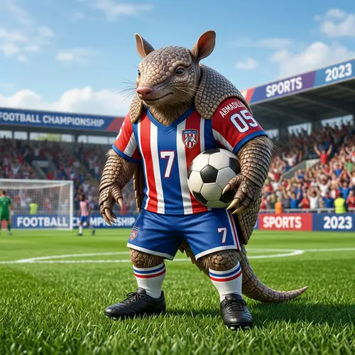 Armadillo Soccer Player in Colorful Uniform