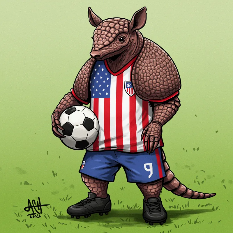 Armadillo Soccer Player in Colorful Uniform