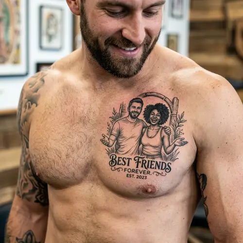 Best Friends Tattoo on Peck - Diversity Friendship Tattoo Design