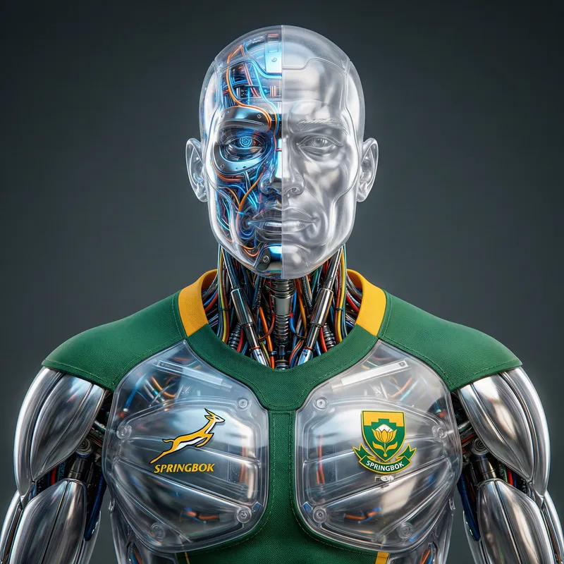 Cyborg Springbok Rugby Player – Ultra Detailed Closeup