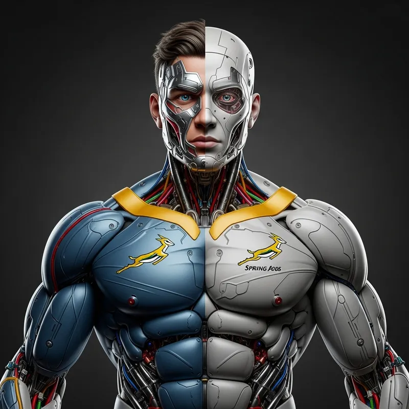 Cyborg Springbok Rugby Player – Ultra Detailed Closeup Cyborg Springbok Rugby Player – Ultra Detailed Closeup