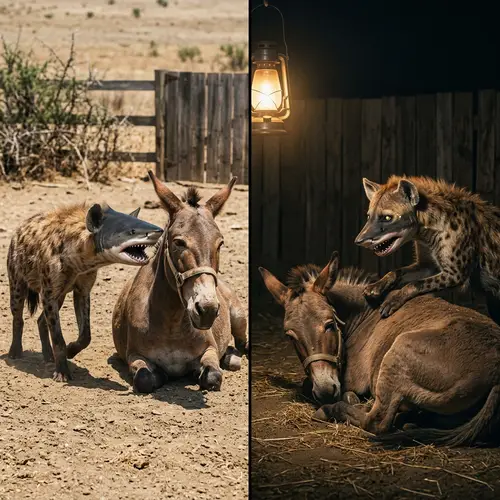 Hyena with Shark's Head Tormenting Legless Mule
