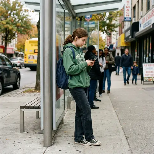 Realistic Portrait of a 14-Year-Old Girl in Public
