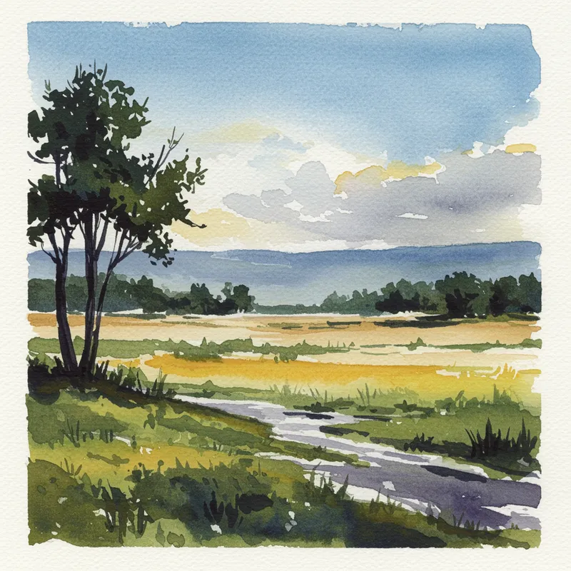 Impressionist Watercolor Landscape Painting