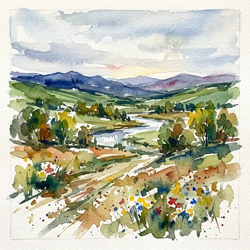 Impressionist Watercolor Landscape Painting