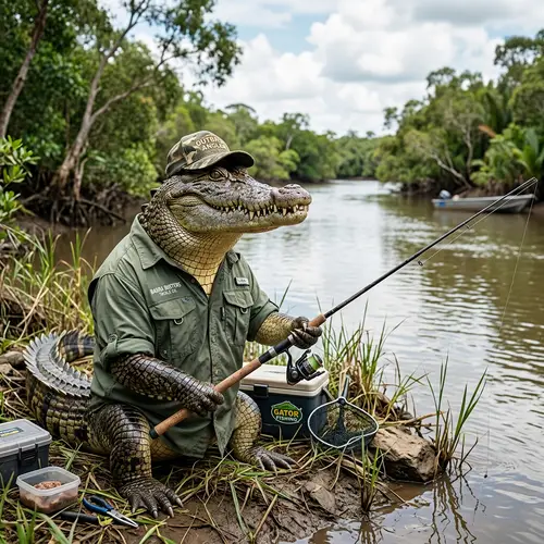 Crocodile in a Fishing Shirt