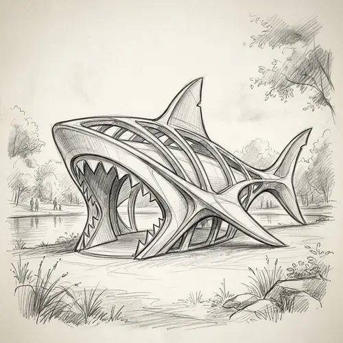 Shark Pavilion: Unique Architectural Masterpiece Sketch