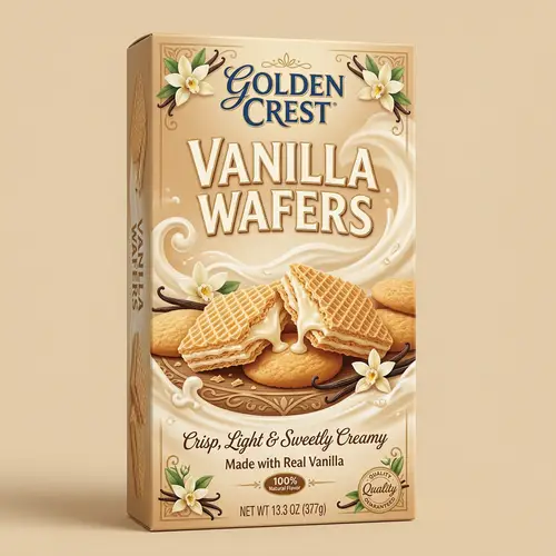 Vanilla Wafer Packaging Design | Smooth Texture & Vibrant Colors