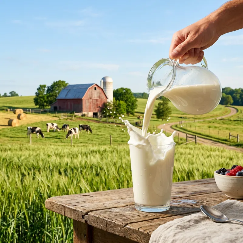 Fresh Farm Milk Splash in Glass Cup
