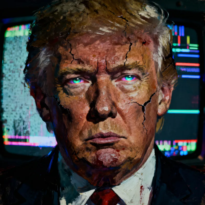 Donald Trump Oil Paint - Analog Horror Art