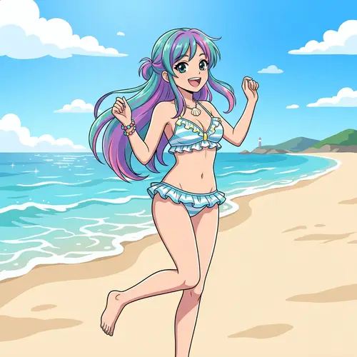 Anime Kobayashi Inspired Bikini Waifu at Beach