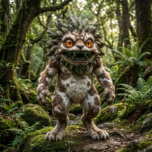 Unique Brown and White Monster Design