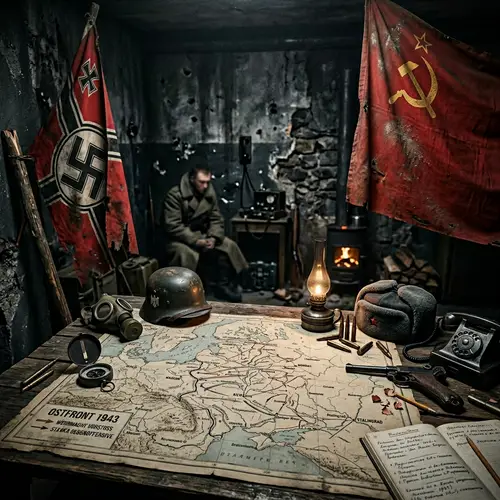 Dramatic WWII Eastern Front Scene Background