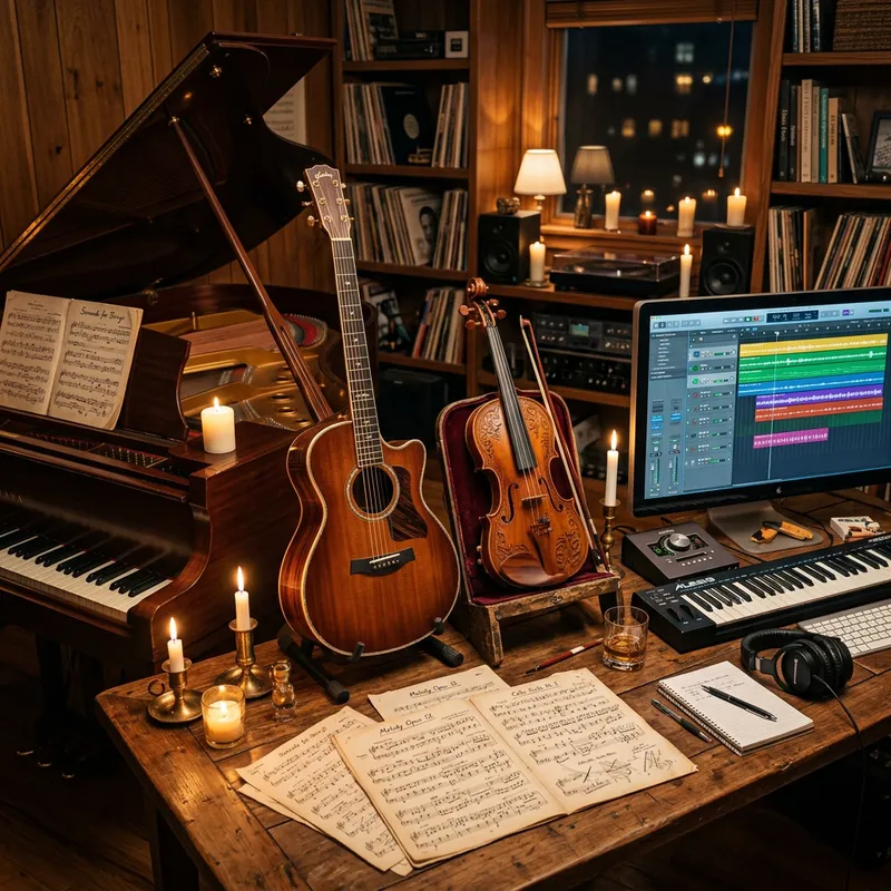 Creativity in Harmony: Immersive Music Scene with Artistic Compositions
