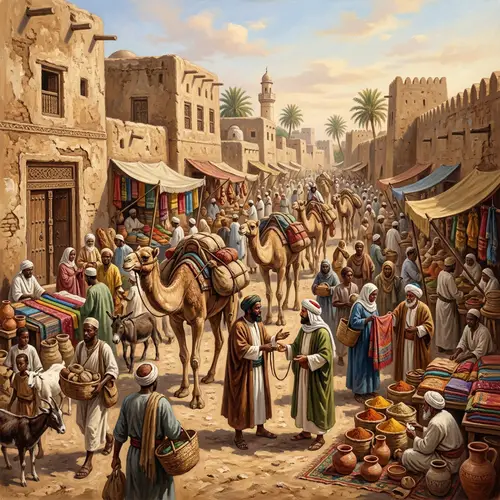 Historical Somali Marketplace: Textiles, Spices, Pottery & more