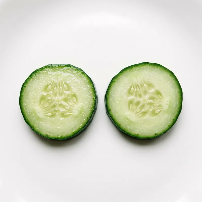 Freshly Cut Cucumber Slices on White Background