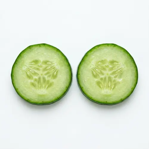 Detailed Macro Photograph of Symmetrical Cucumber Slices