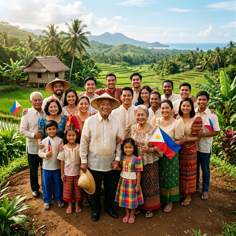 Makabayan Cluster: Diverse Filipino Group in Traditional Clothing