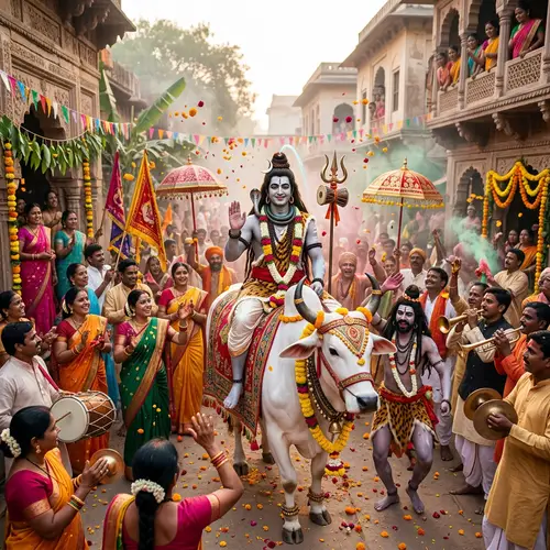 Lord Shiva Wedding Procession on Nandi | Hindu Mythology Art