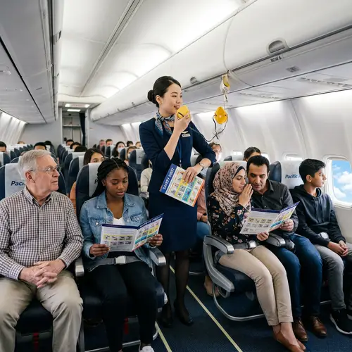 Commercial Airplane Safety Demonstration for Passengers