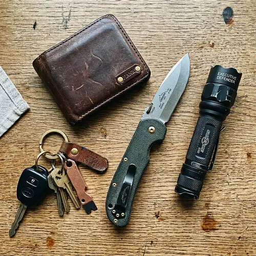 EDC Essentials: Leather Wallet & Gear Collection