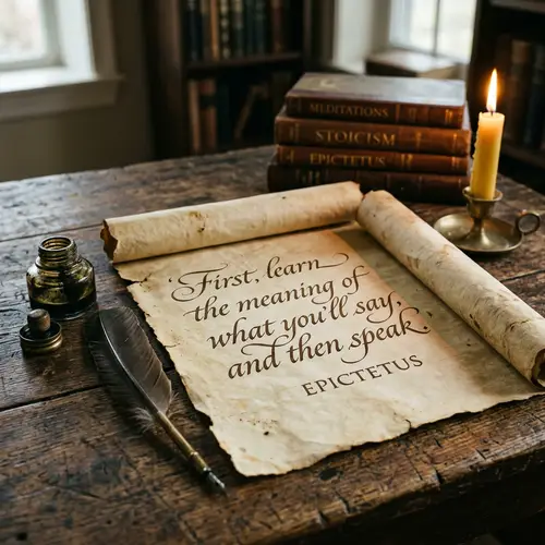 Ancient Parchment Scroll with Inspirational Quote | Epictetus