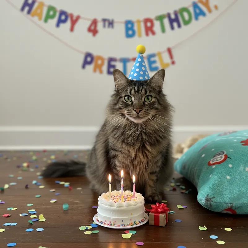Celebrate Your Pretzel Cat's 4th Birthday