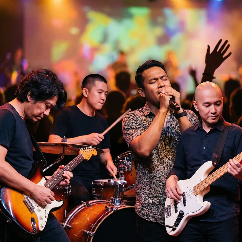 Lively Band Performance on Stage