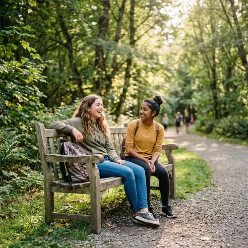 Warm Friendship: Hispanic and South Asian Girls Chatting Outdoors