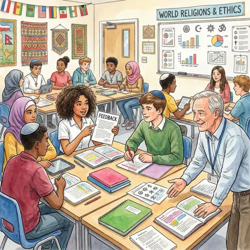 Diverse Students Engaged in Religious Instruction | Learning Enthusiasm