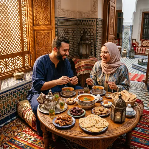 Traditional Moroccan Ramadan Breakfast Scene | Festive Dining