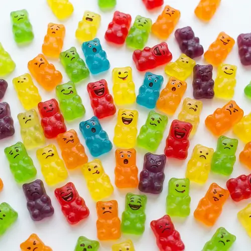 Colorful Gummy Bears with Expressive Faces