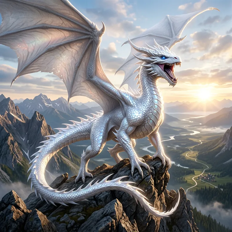 Majestic White Dragon - A Symbol of Power and Beauty