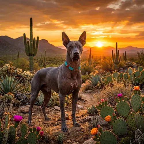 Majestic Xoloitzcuintli Dog in Vibrant Mexican Landscape