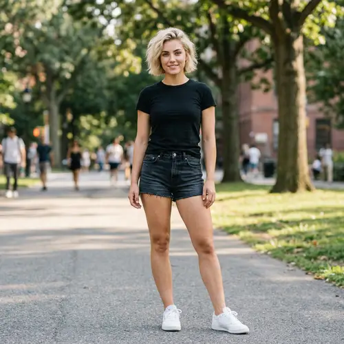 Stunning 21-Year-Old Woman in Urban Park